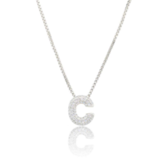 Ice Jumbo Initial 2" micro pave- full cubic zirconia 18" necklaces stainless steel (Copy)