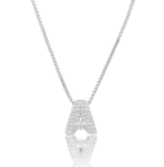 Ice Jumbo Initial 2" micro pave- full cubic zirconia 18" necklaces stainless steel (Copy)
