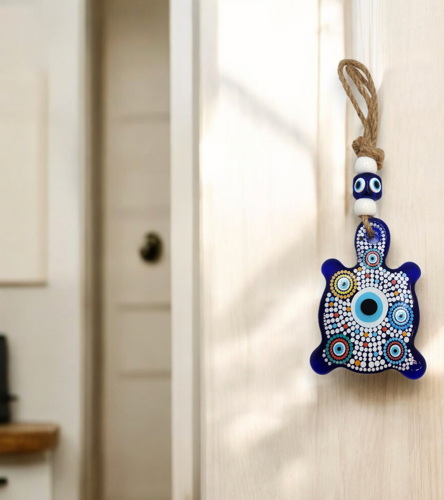 Evil eye glass turtle handing 3"