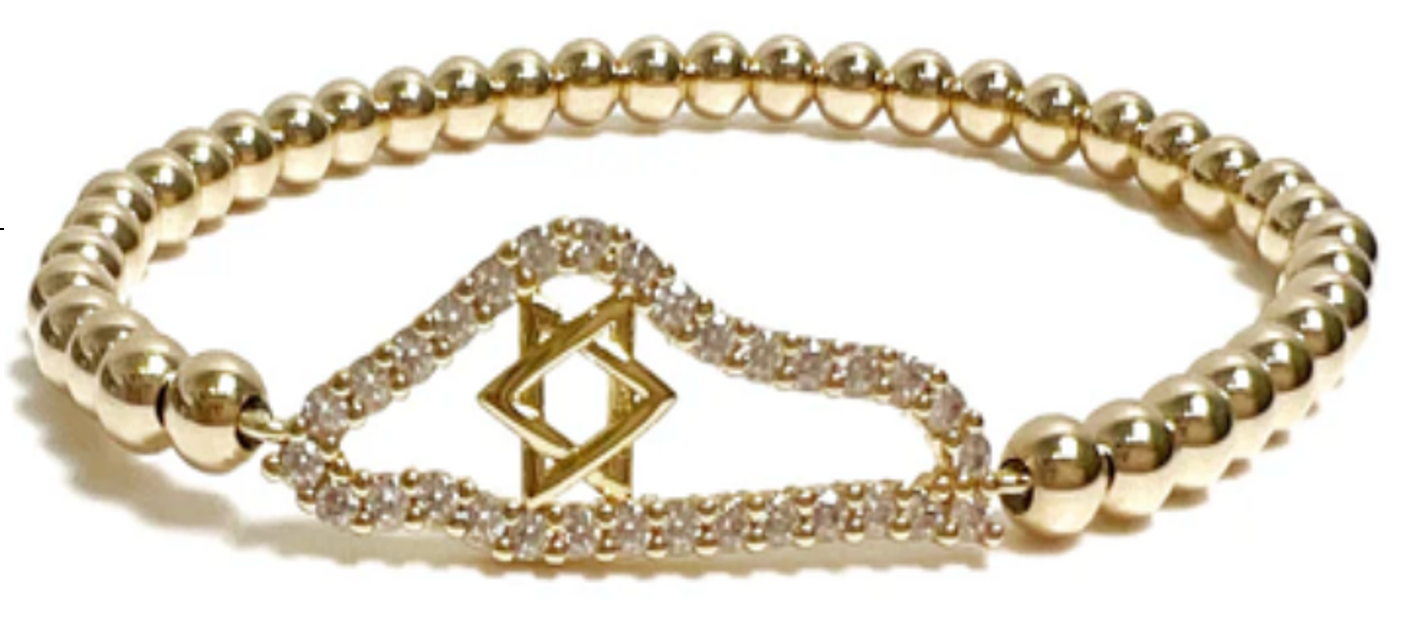 Beads Bracelet map of Israel with star of David