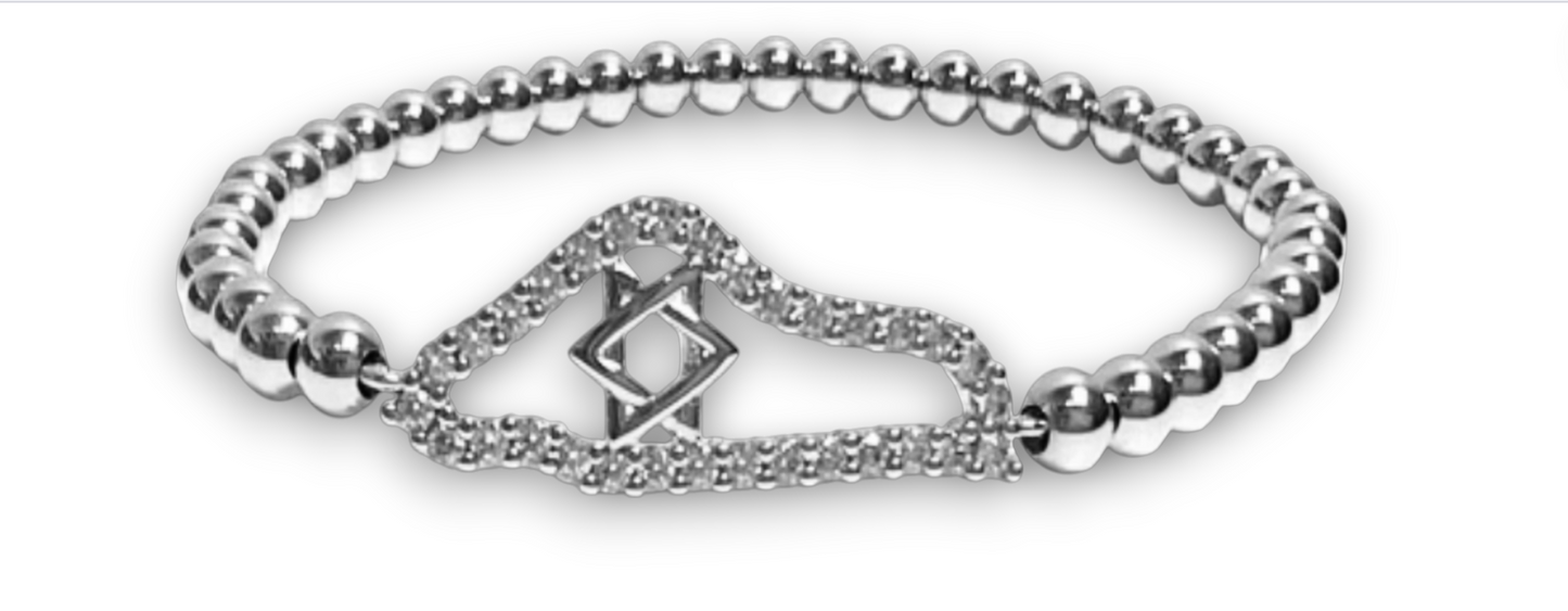 Beads Bracelet map of Israel with star of David