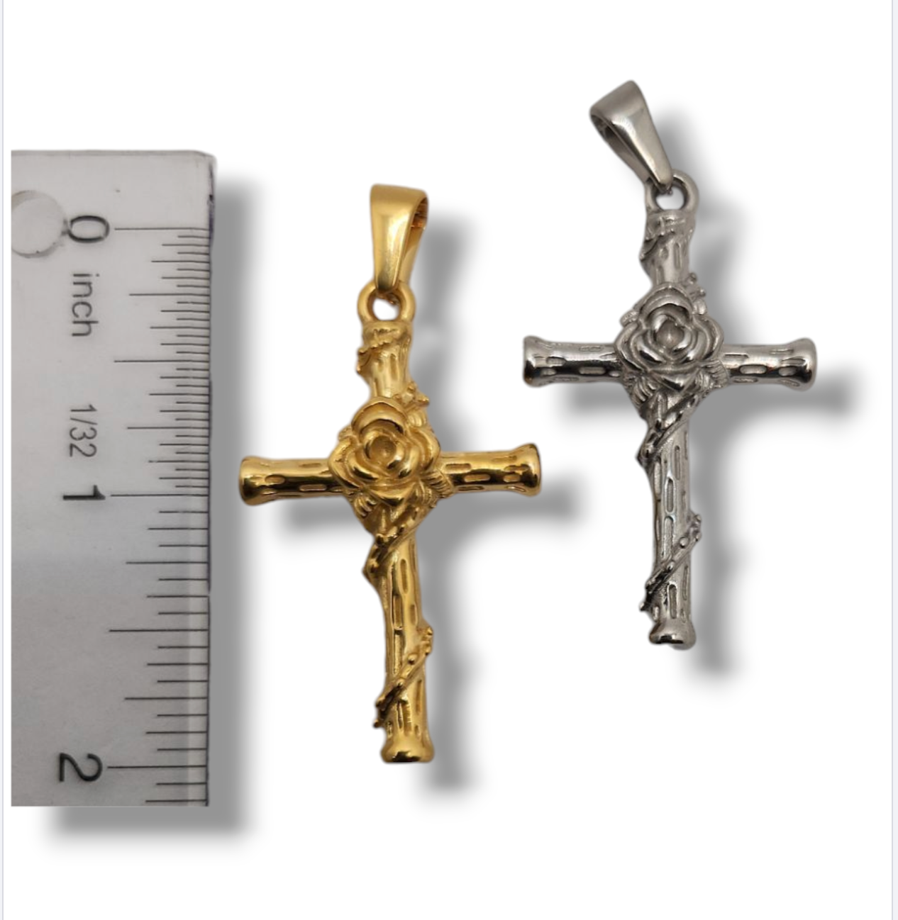 Cross pendant stainless steel Rose