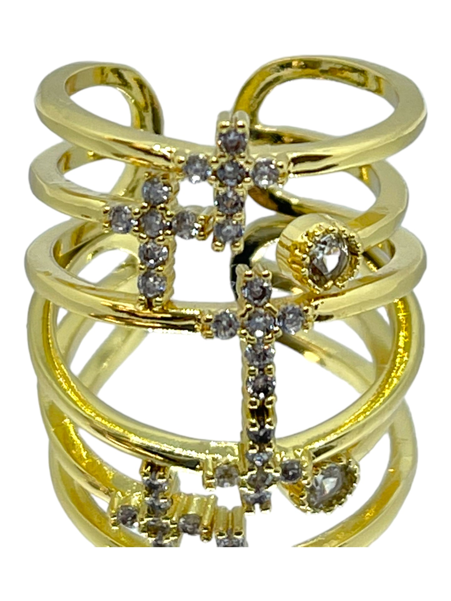 Cross adjustable ring
