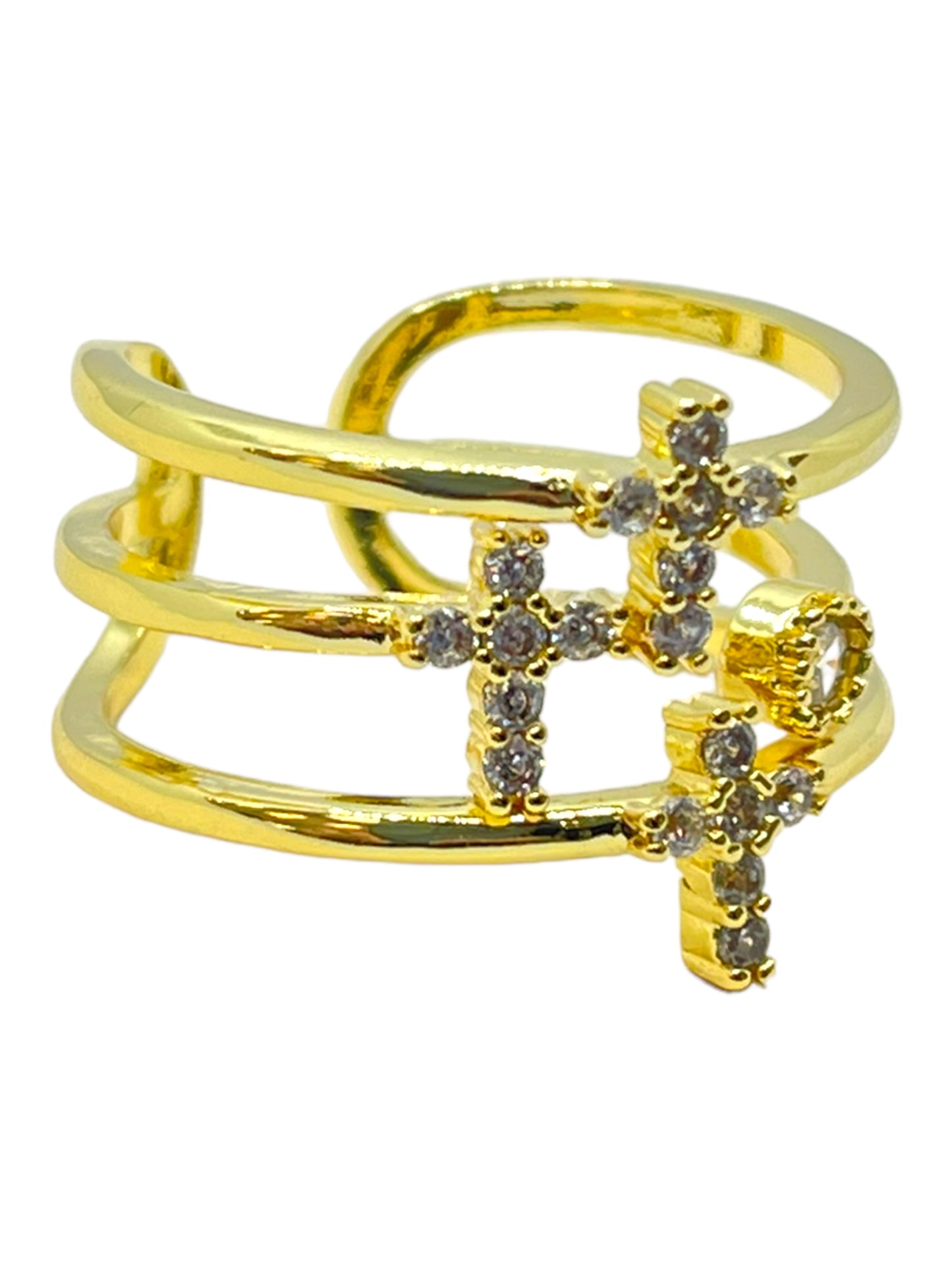 Cross adjustable ring