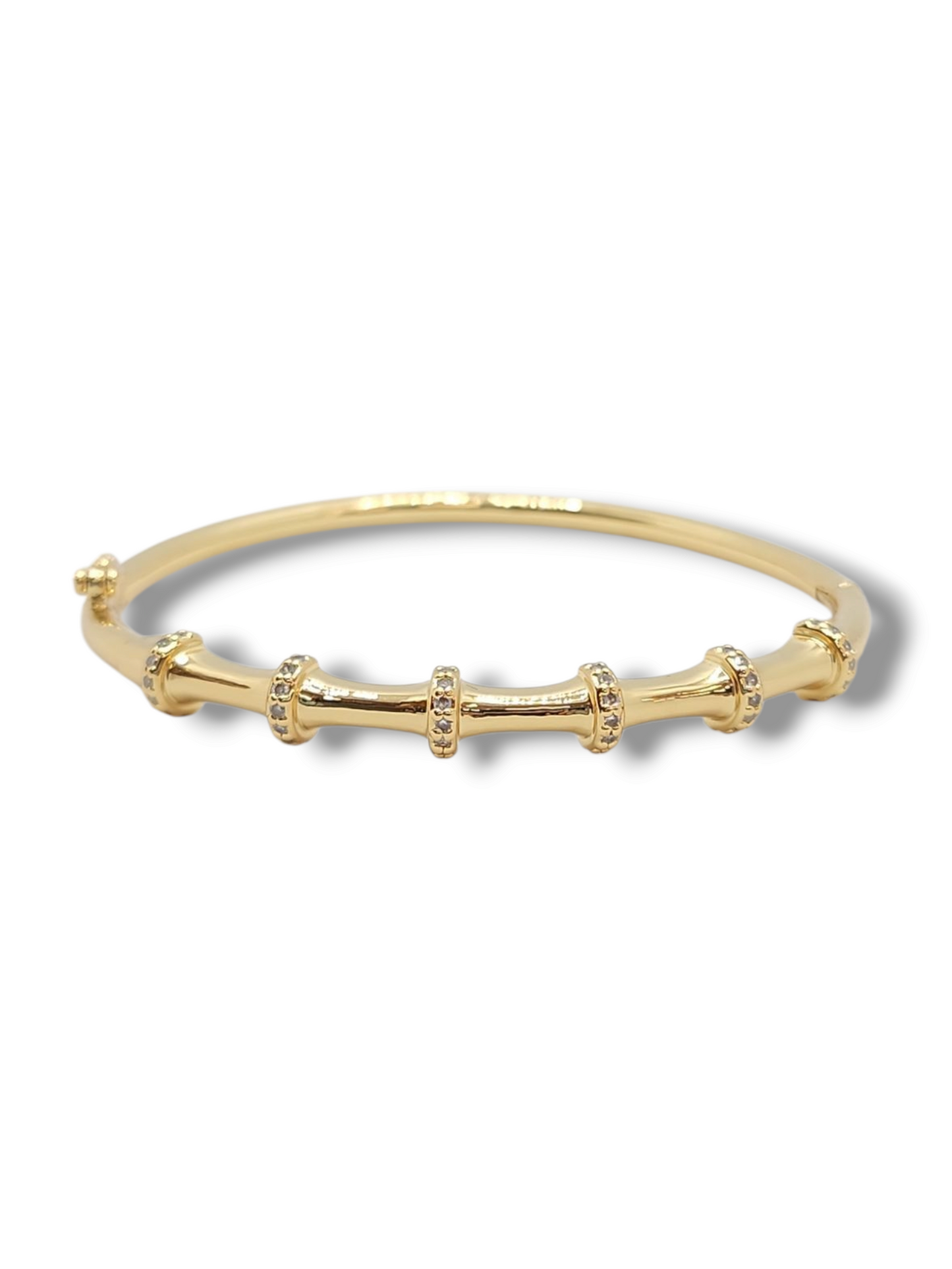Bamboo zirconia bangle stainless steel