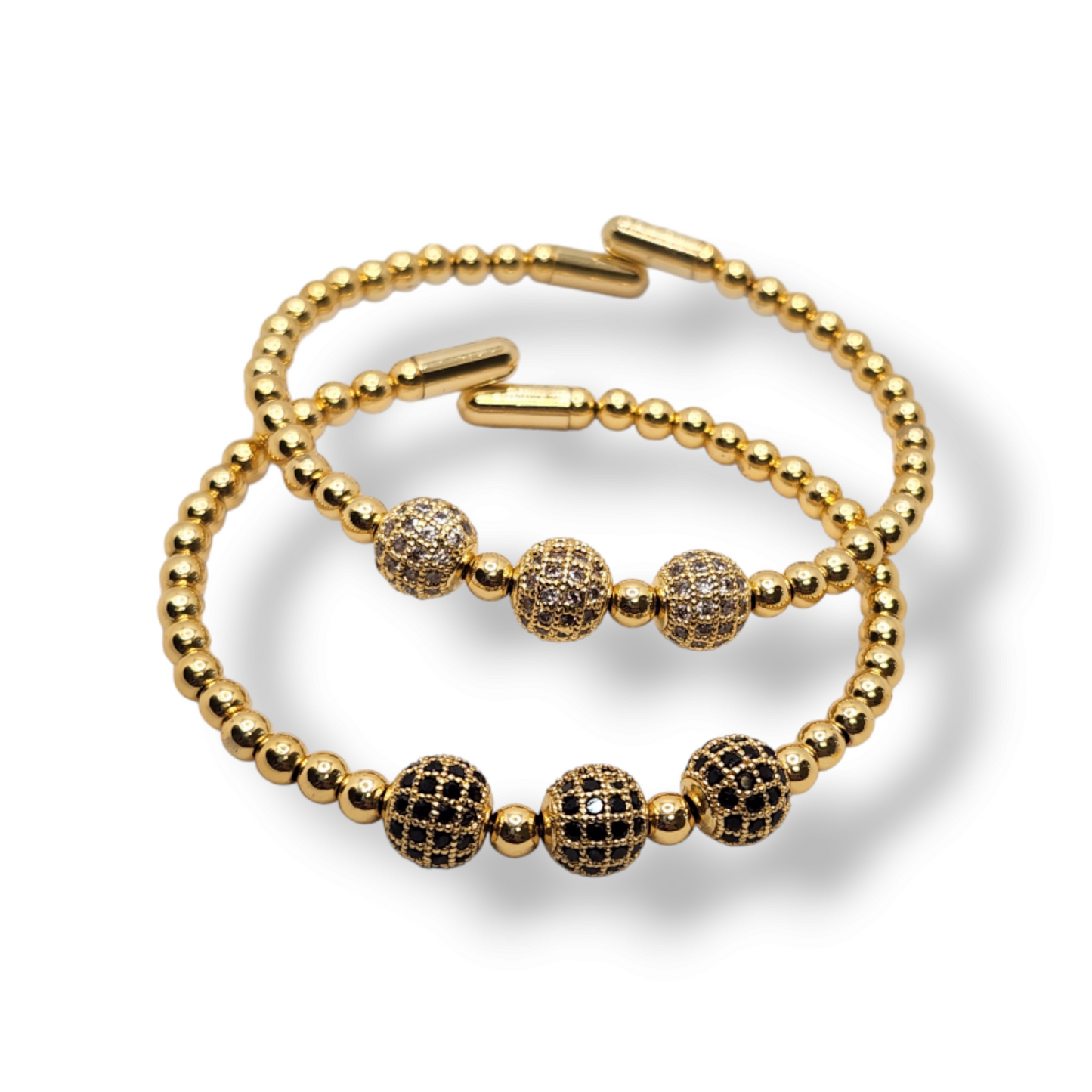 Beads Zirconia cuff Bangle
