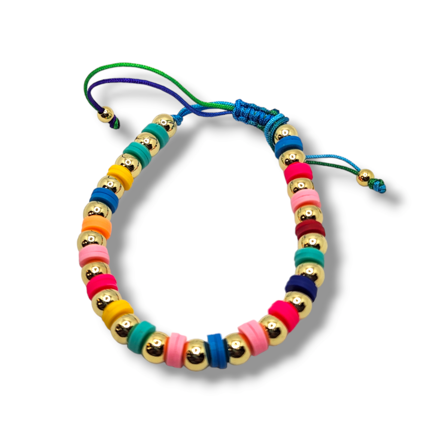 Pucca multicolor gold balls string bracelet