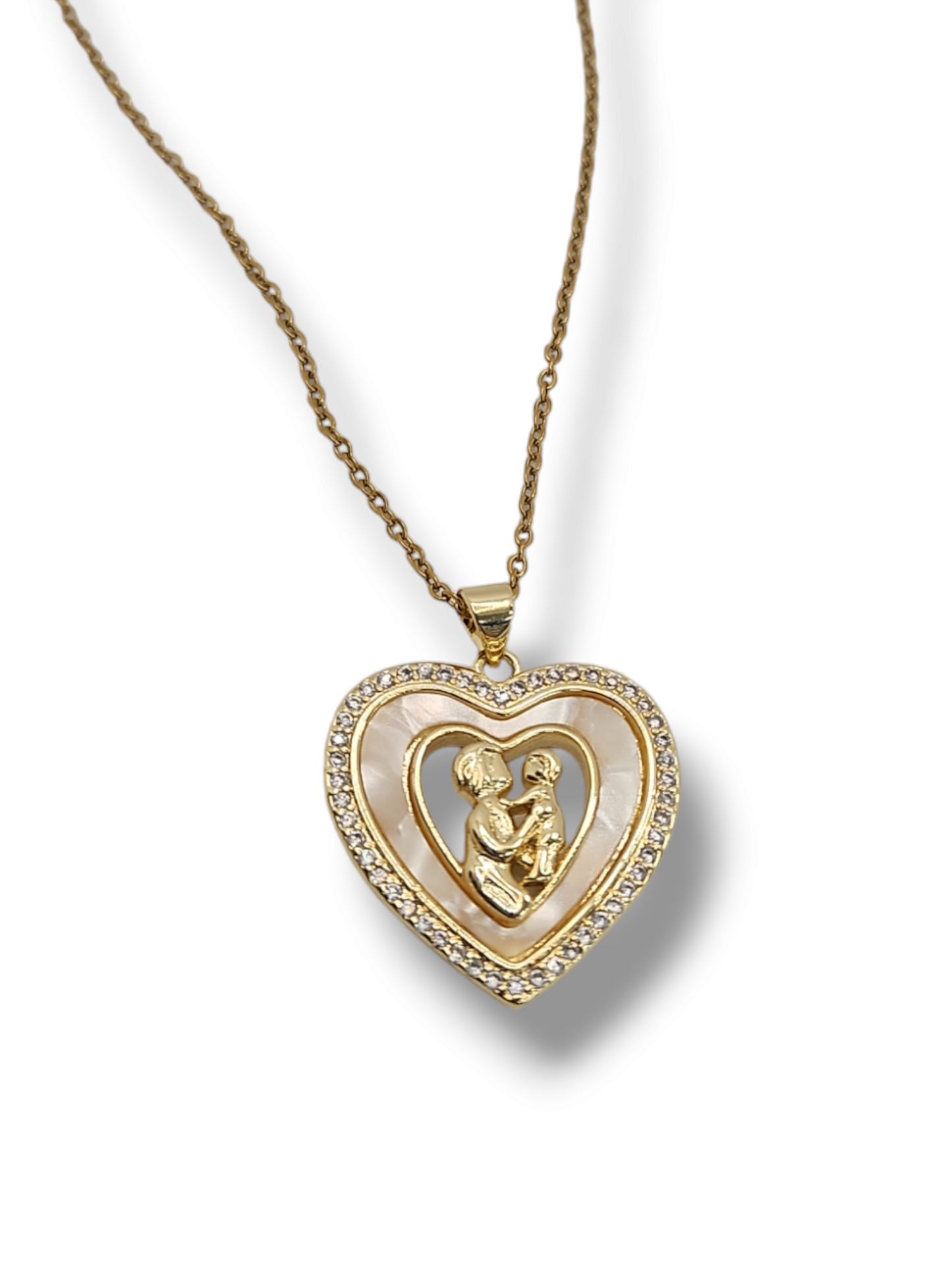 Heart mommy and me shell necklaces 18" chain
