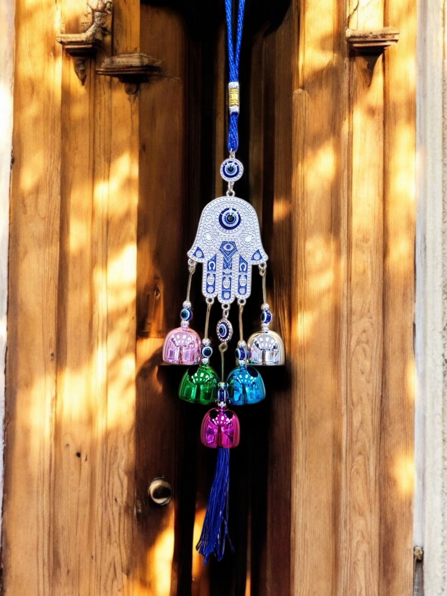 Hand of Fatima bells keychain door stainless steel