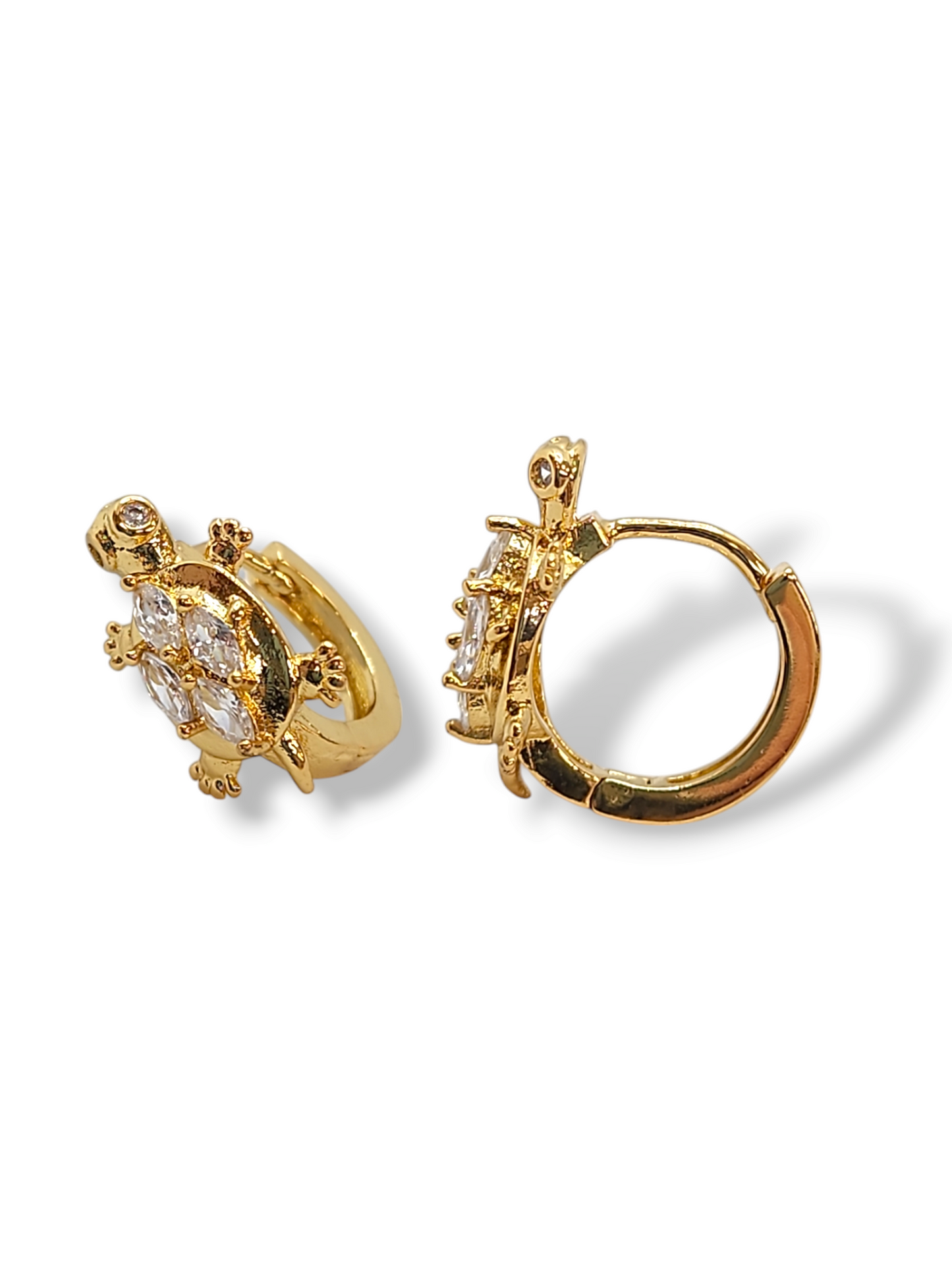 Turtle pave zirconia huggies stainless steel 3mm