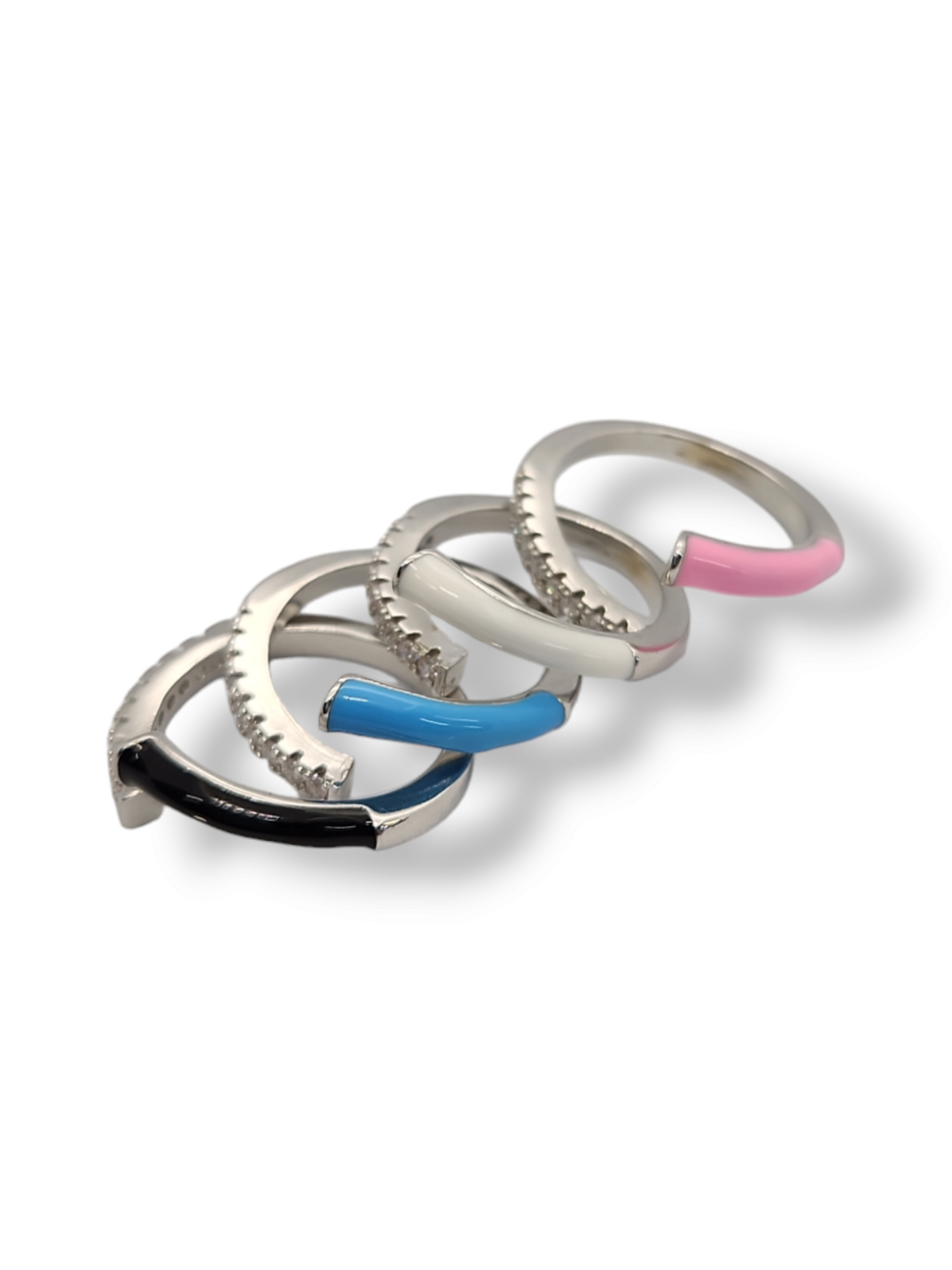 Enamel colorfully pave Ring