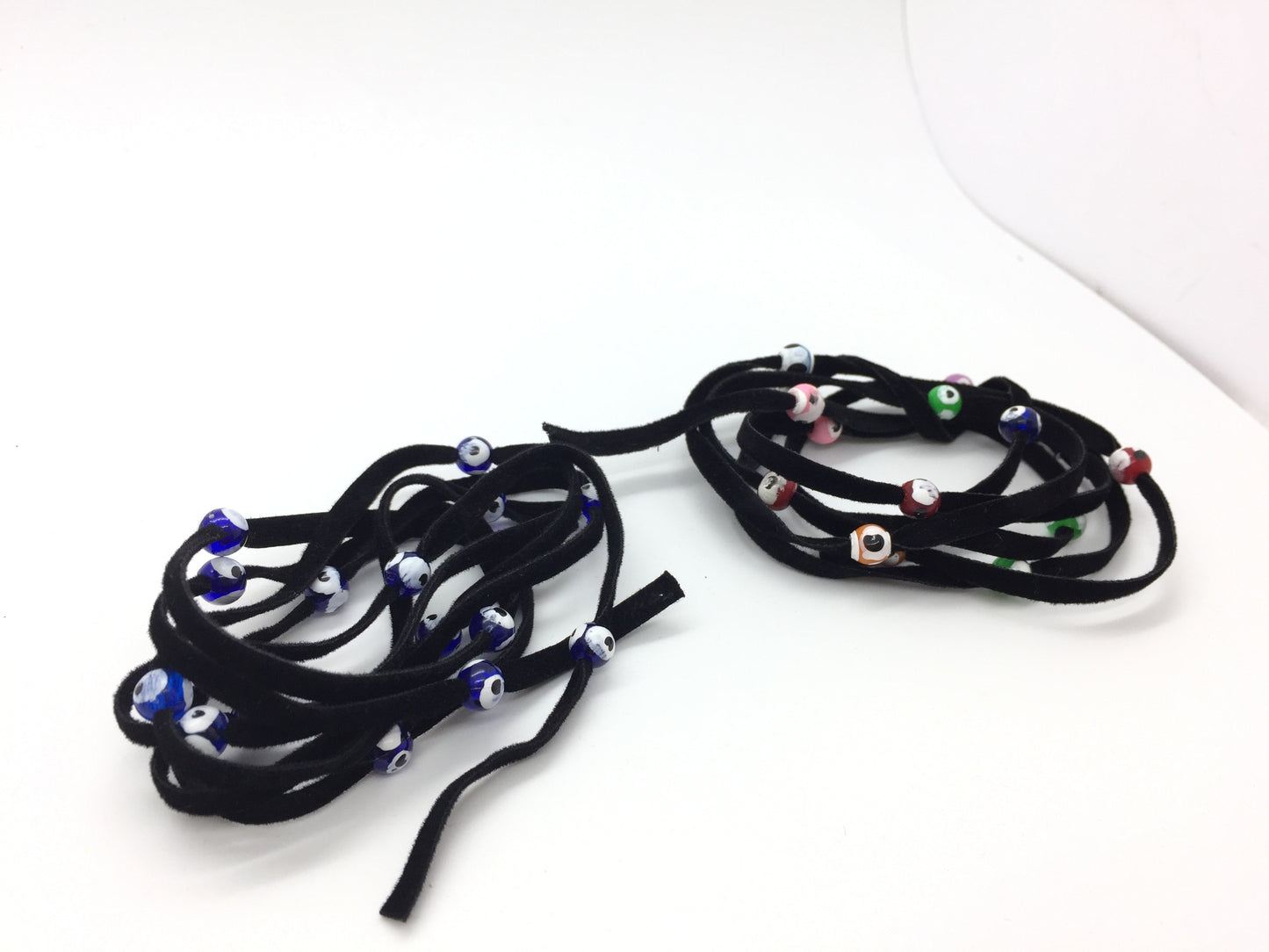 Turkish Evil Eye Wrap Bracelets Velvet String Kabbalah Blue Beads Protector Luck