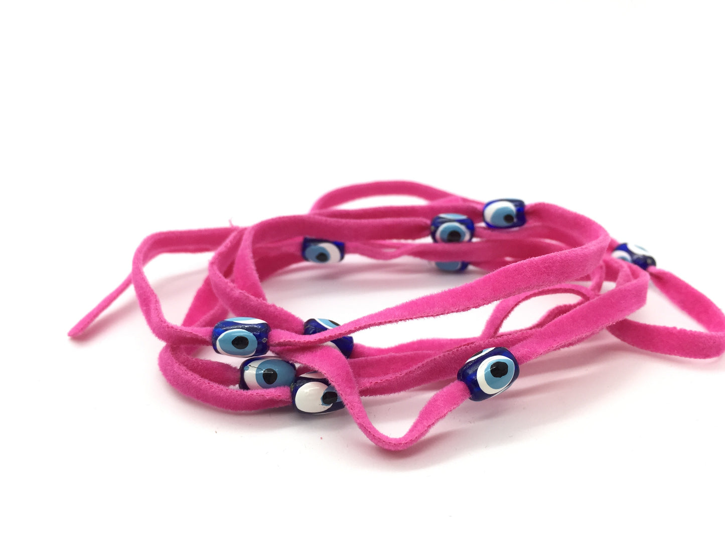 Turkish Evil Eye Wrap Bracelets Velvet String Kabbalah Blue Beads Protector Luck