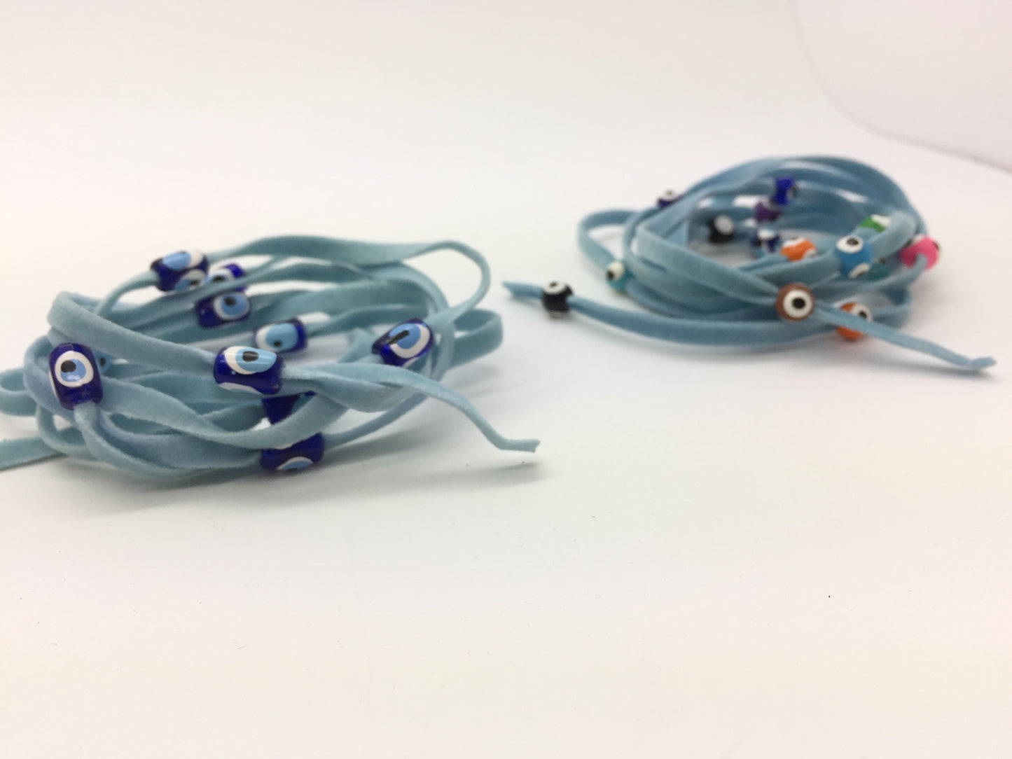 Turkish Evil Eye Wrap Bracelets Velvet String Kabbalah Blue Beads Protector Luck