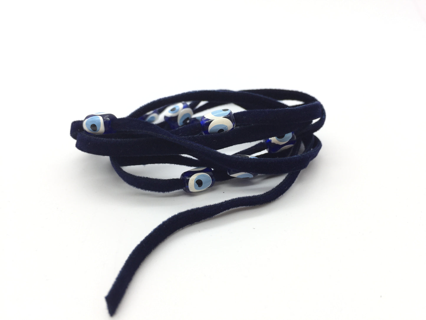 Turkish Evil Eye Wrap Bracelets Velvet String Kabbalah Blue Beads Protector Luck