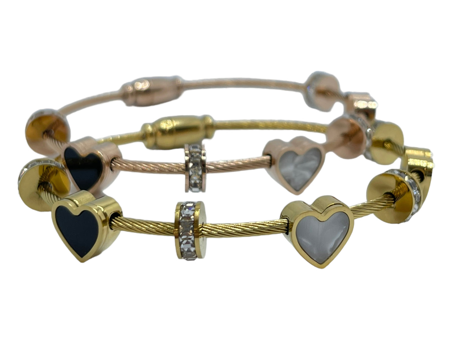 Cable shell butterfly and heart bangle