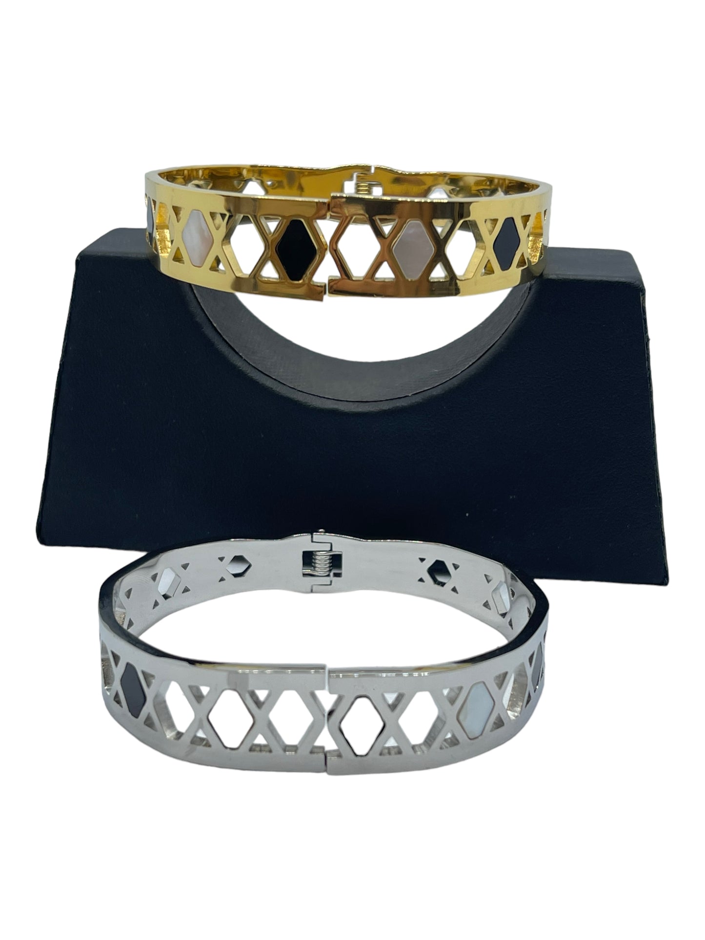 Rhomboids bangle stainless steel clip