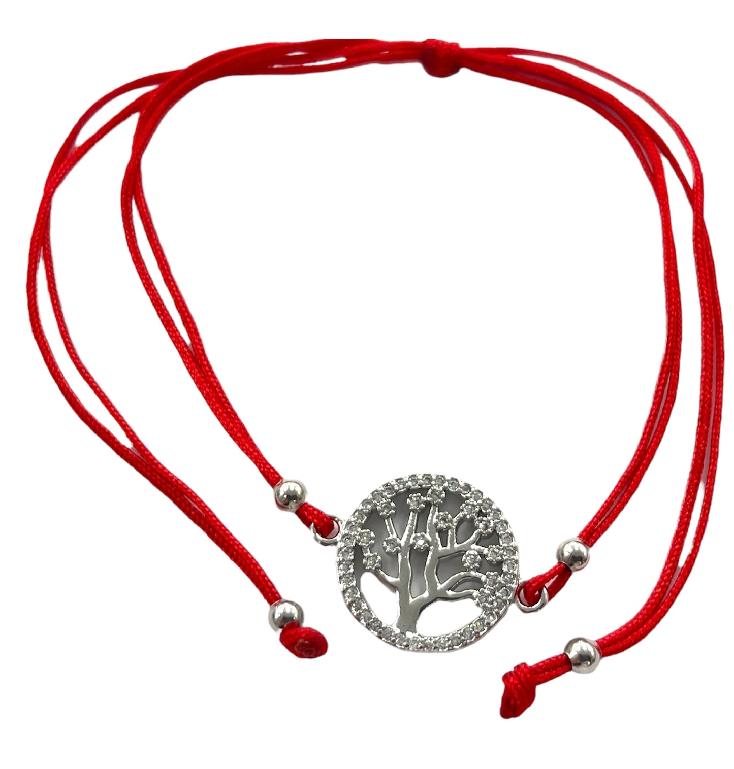 Tree of life red and black string gold plated
