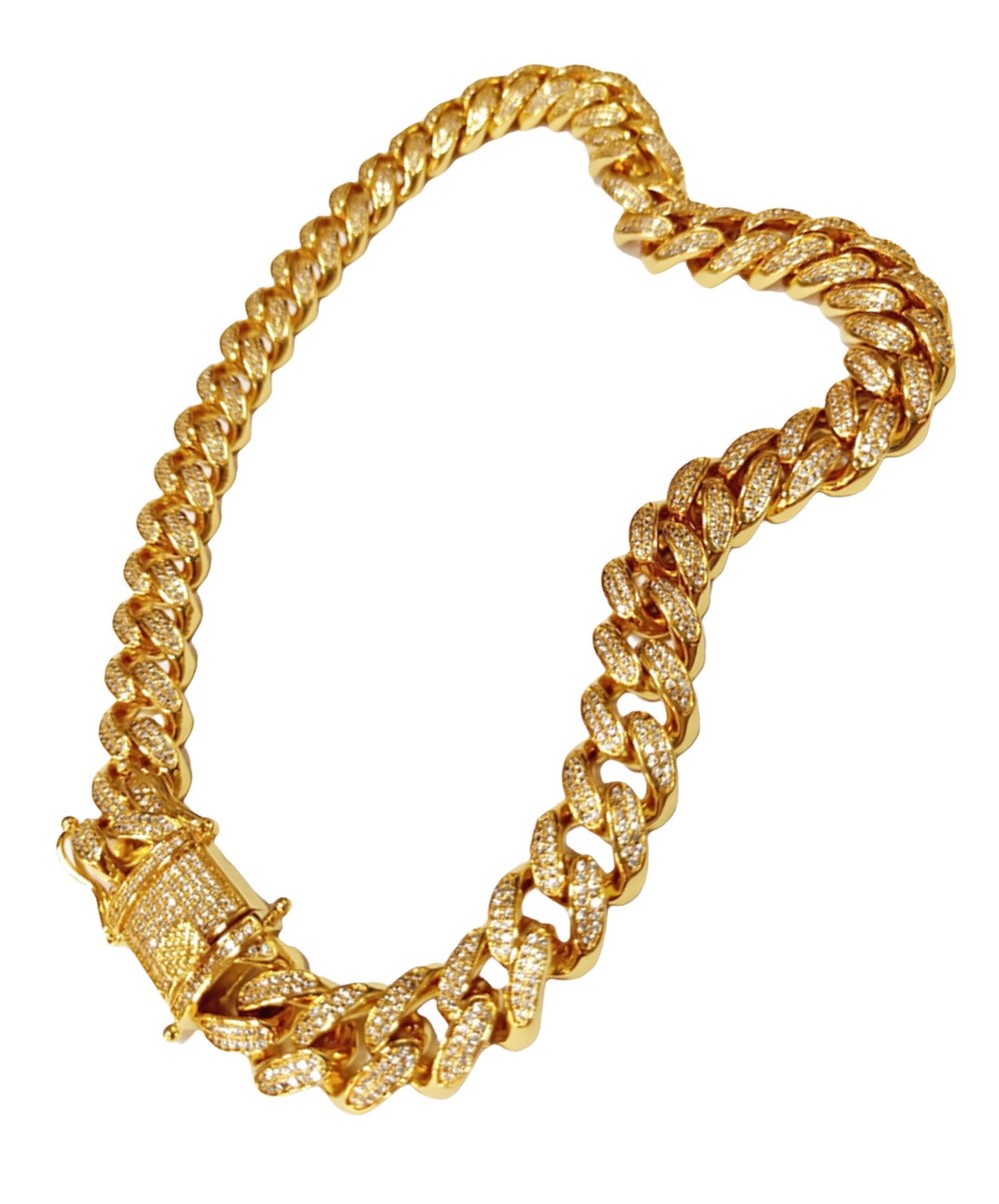 ZIRCONIA CUBAN CHAIN FULL CZ 18K GOLD PLATED