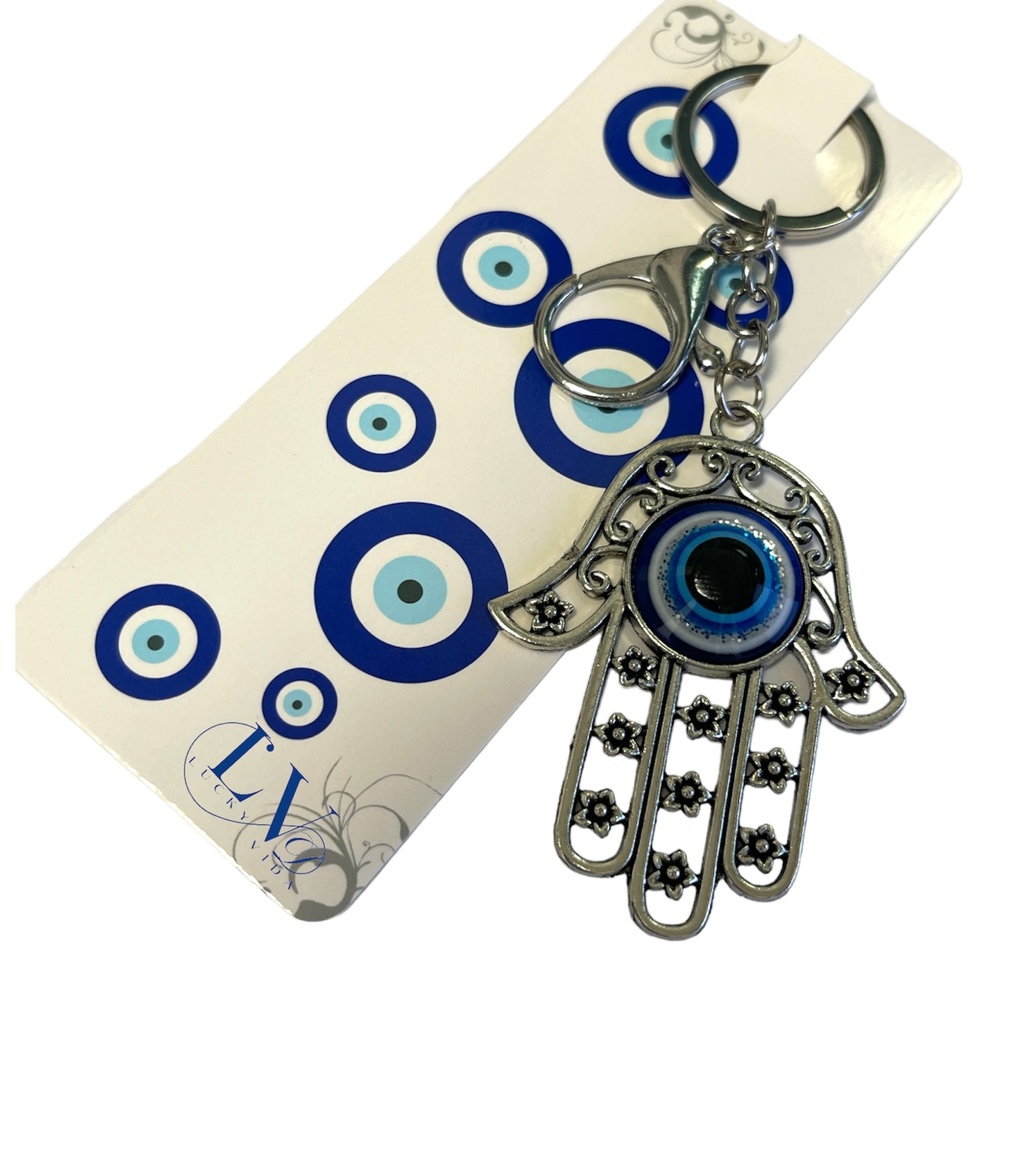 Lucky evil eye hamsa hand keychain Crystal Keychain Charm Purse Pendant Handbag