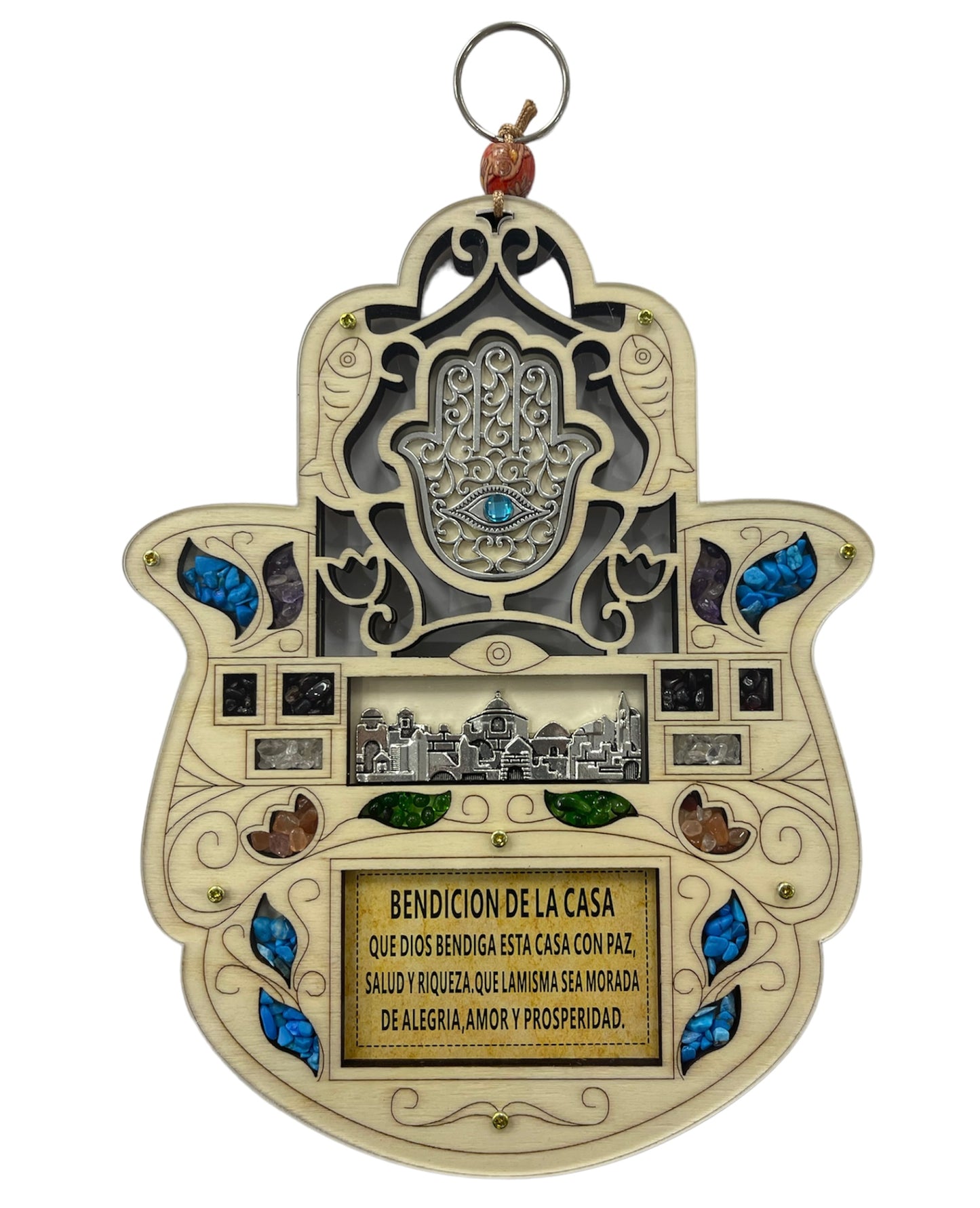 HAMSA WOOD BLESSING FOR HOME, HOLY LAND