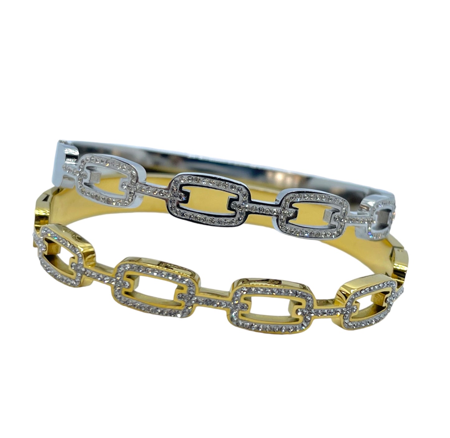 Lock bangle stainless steel stone