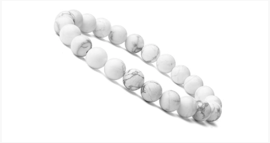 White MARBLE BEAD BRACELET 10MM
