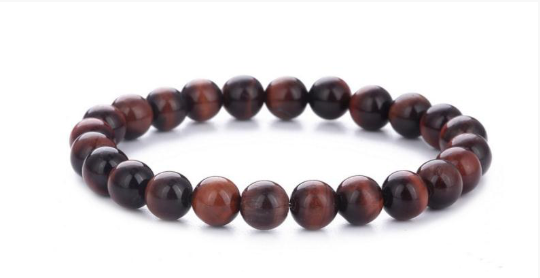 RED TIGER EYE BEAD BRACELET 10MM