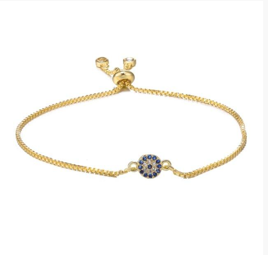 Adjustable bracelet evil eye protection. Rhodium plated Healing Bracelet