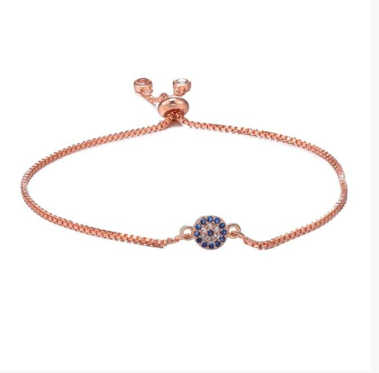 Adjustable bracelet evil eye protection. Rhodium plated Healing Bracelet