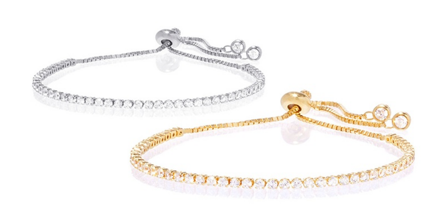 18k gold plated tennis bracelet adjustable 4mm