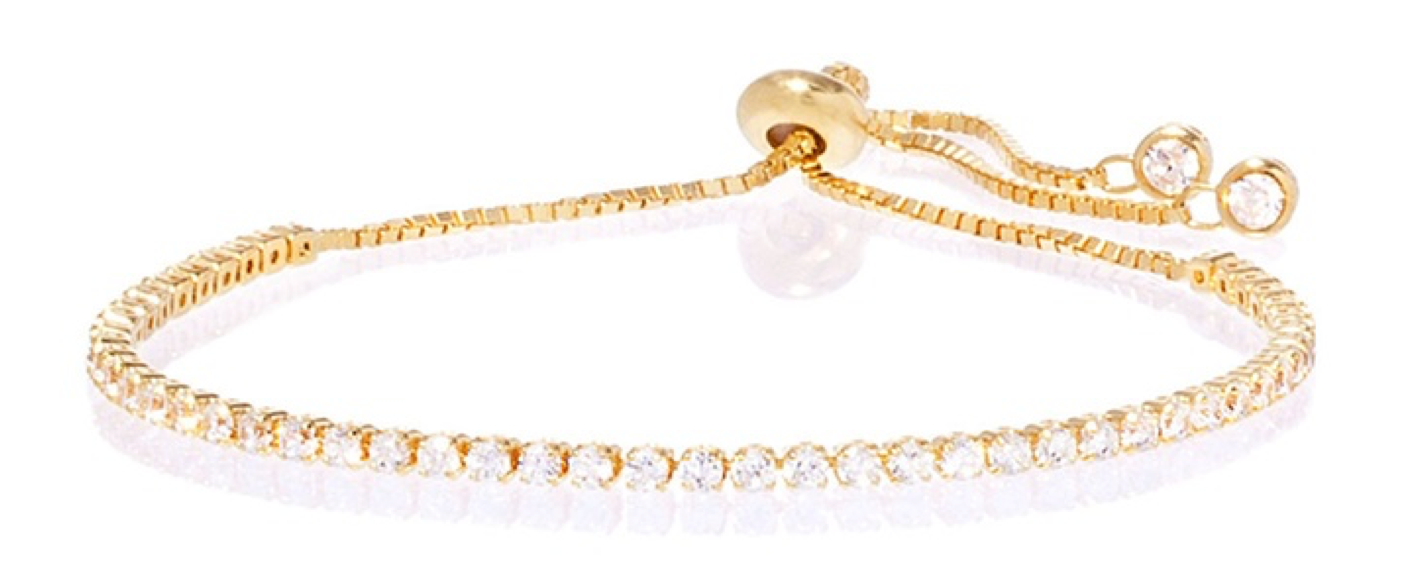 18k gold plated tennis bracelet adjustable 4mm