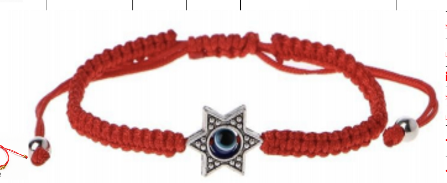 DZ STAR DAVID EVIL EYE RED MACRAME