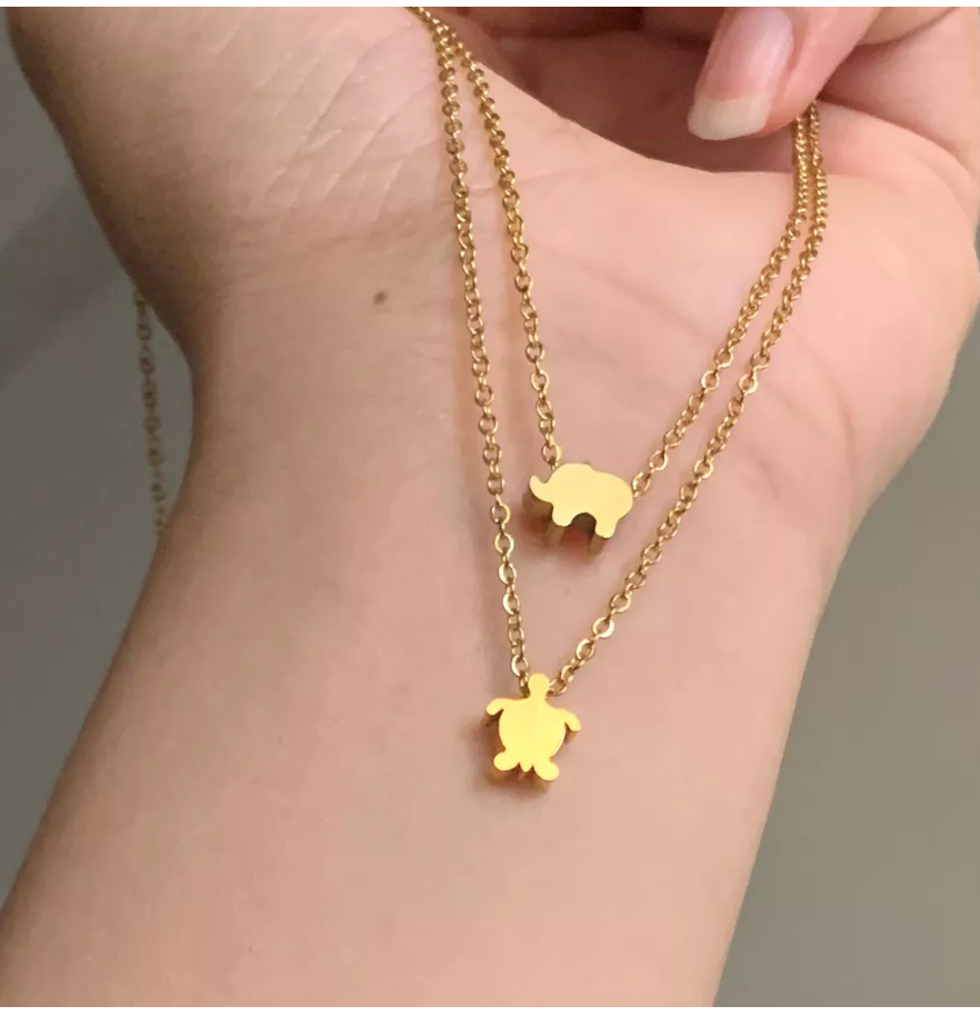 Cute Small Glossy Elephant Shape Charm Clavicle Necklace Classic