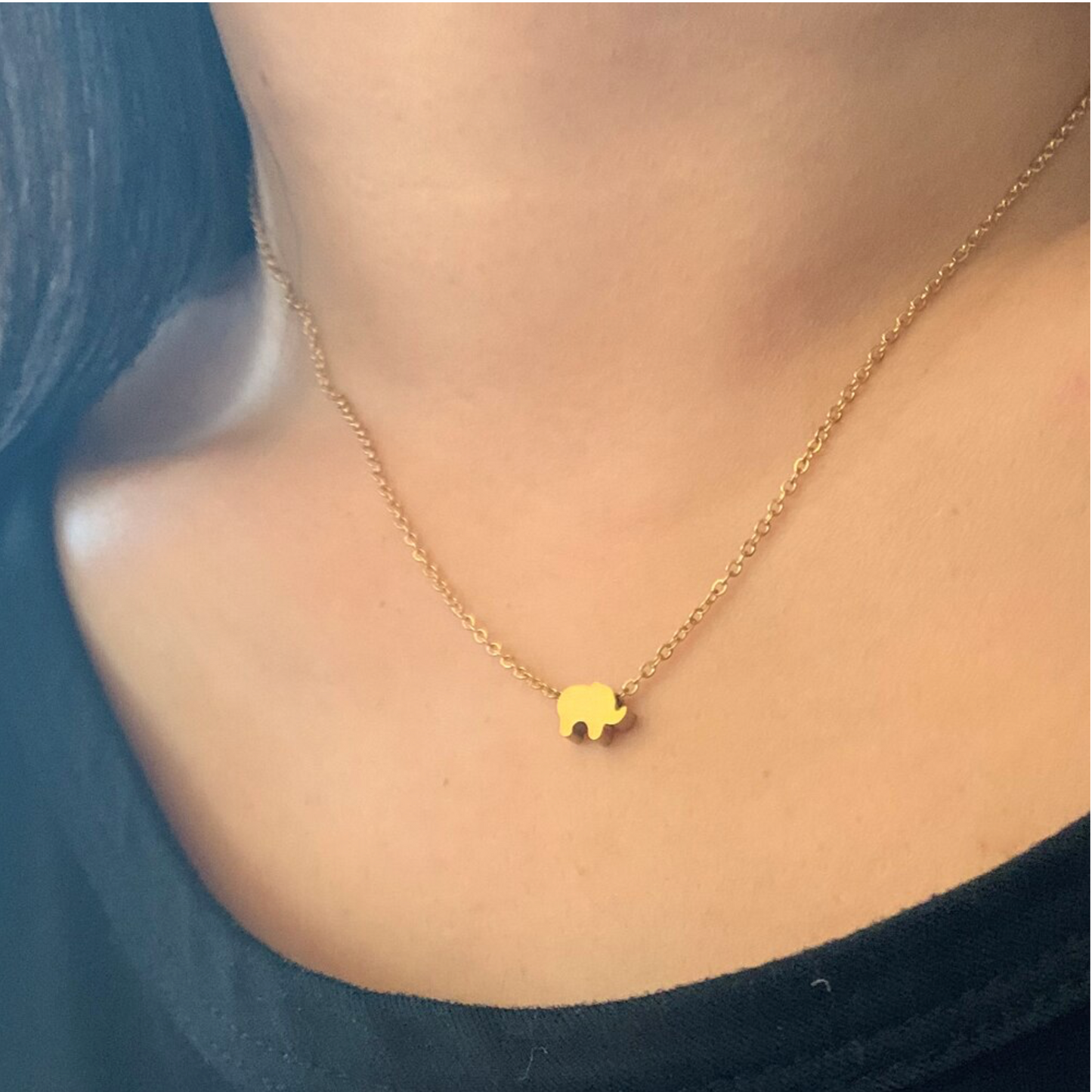 Cute Small Glossy Elephant Shape Charm Clavicle Necklace Classic
