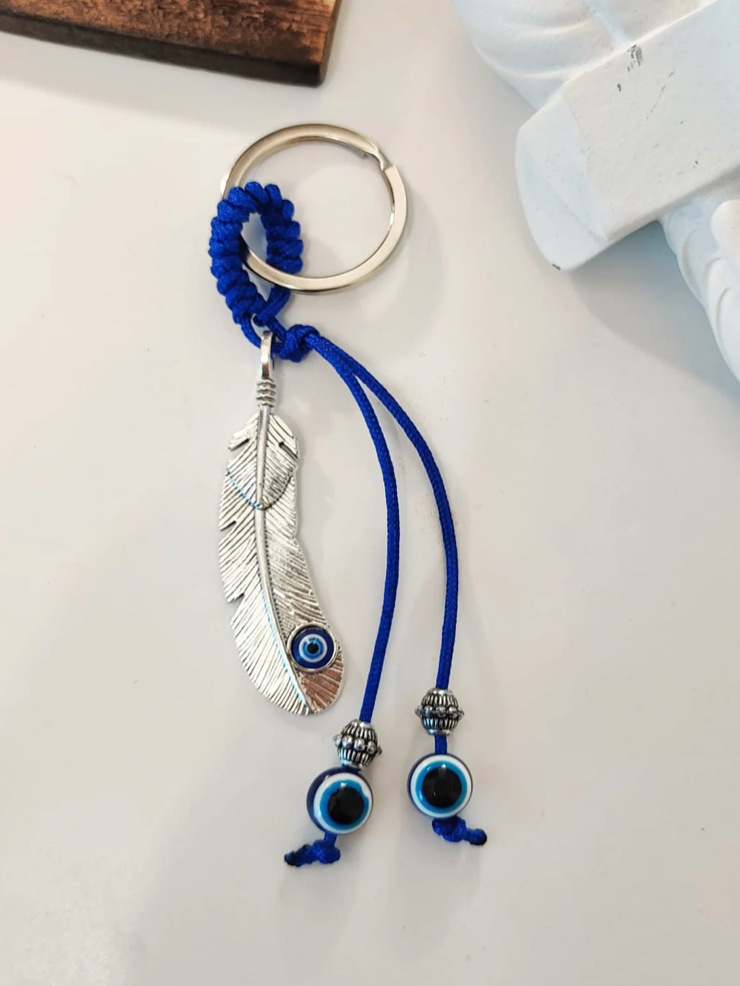 Leaf Evil Eye keyring, Large evil eye key Chain, Protection Nazar Turkish Greek keychain, evil eye keyring, Leaf Devil Eye keyring