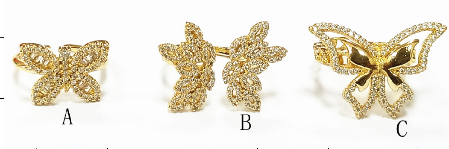 Butterfly Ring 18K GP adjustable