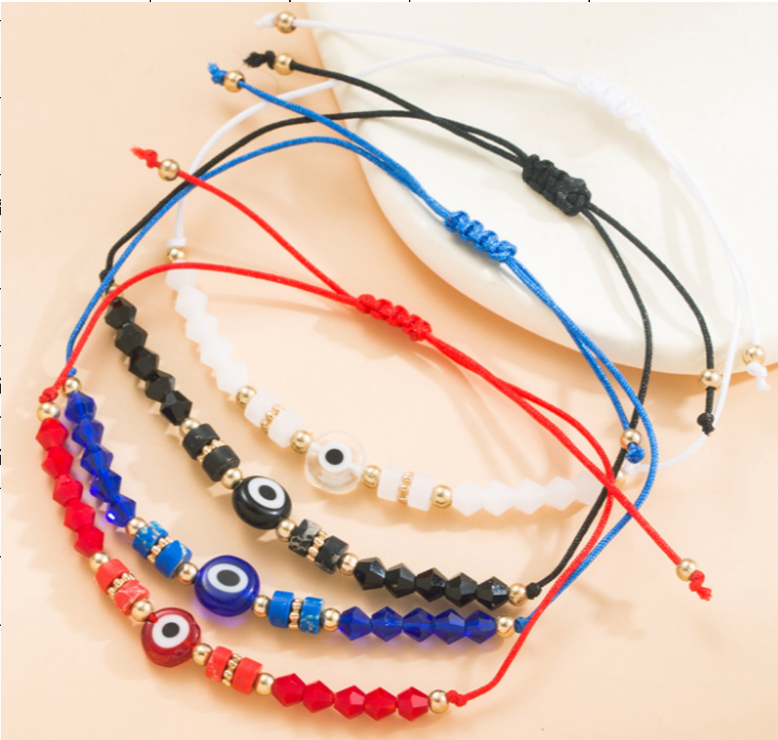 Big glass eye beads adjustable bracelet