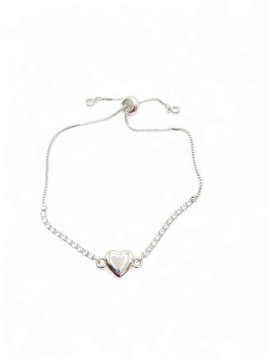 Steel heart tennis bracelet adjustable bracelet