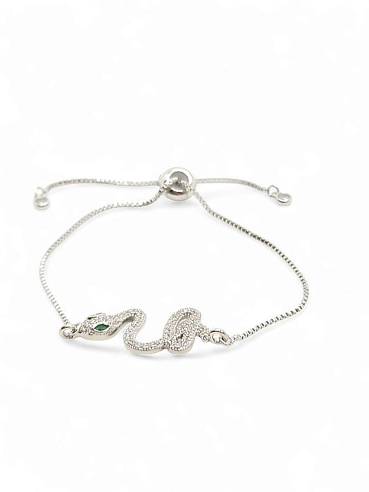 Snake bracelet adjustable  pave zirconia