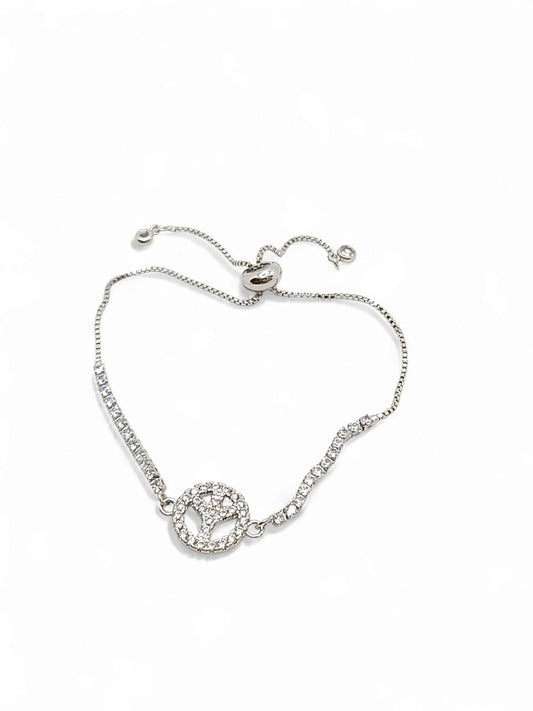 Peace and love tennis bracelet adjustable bracelet
