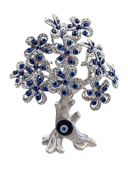 Tree of life silver stone blue