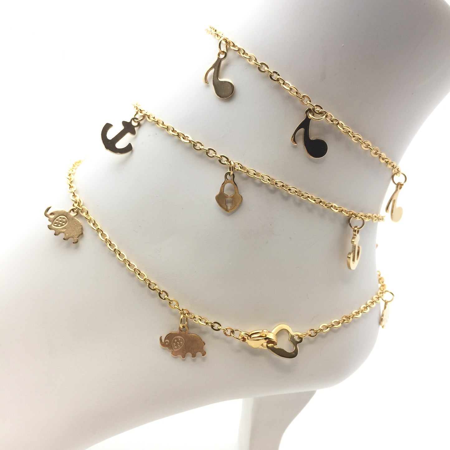 Anchor lock  anklet stainless steel