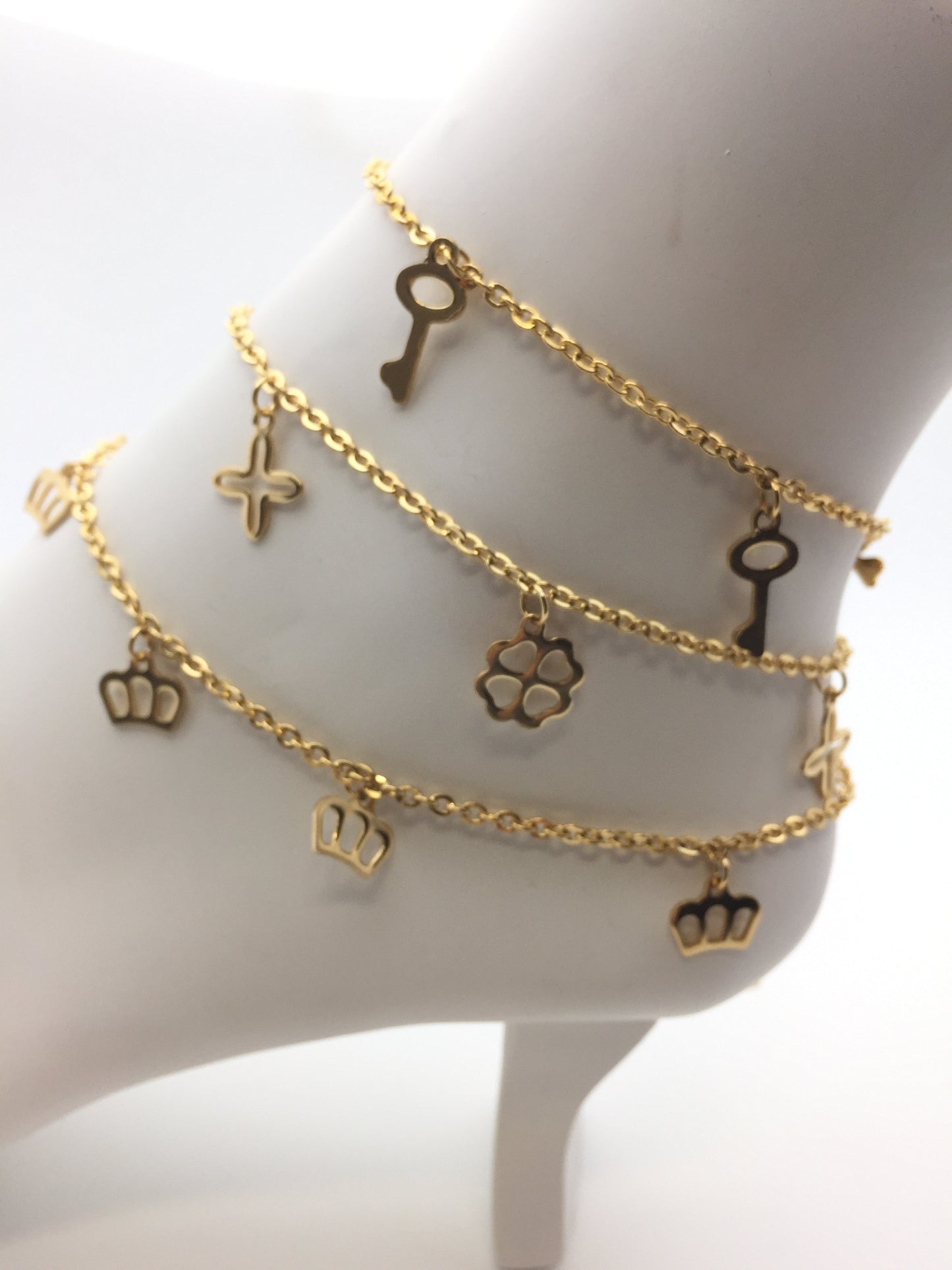 Clover  anklet stainless steel