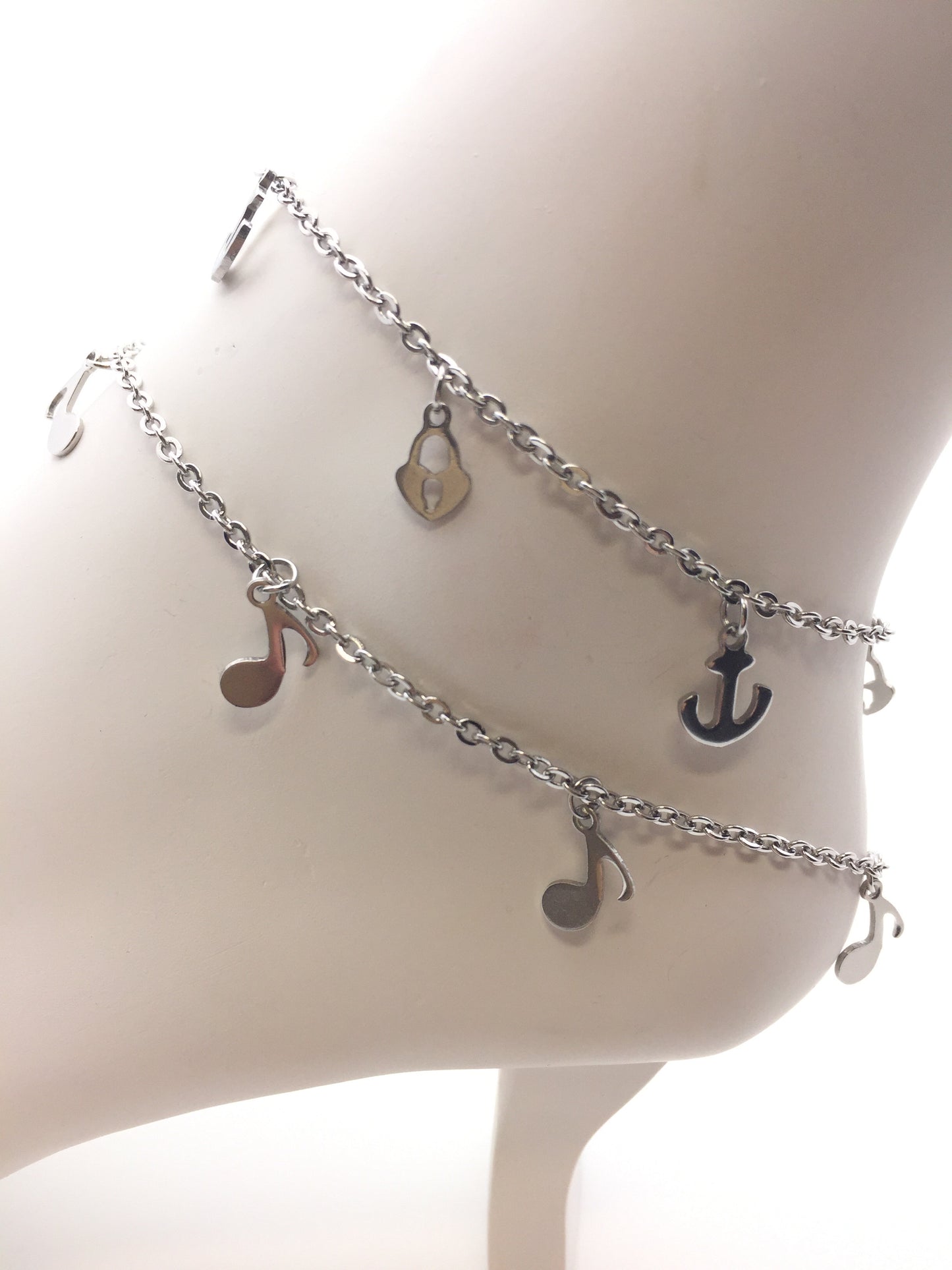Music note anklet stainless steel