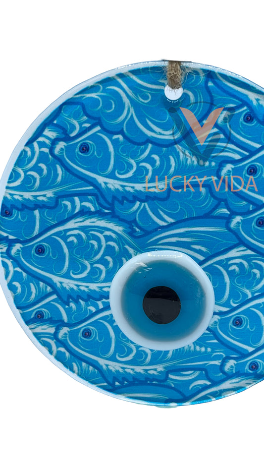 Evil Eye- blue fish  color  5"