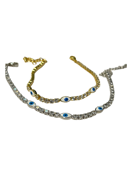 Tennis bracelet with Turkish eye and extension