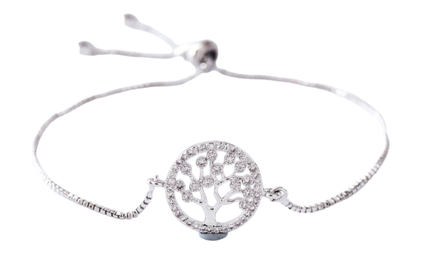 Tree of life zirconia adjustable bracelet