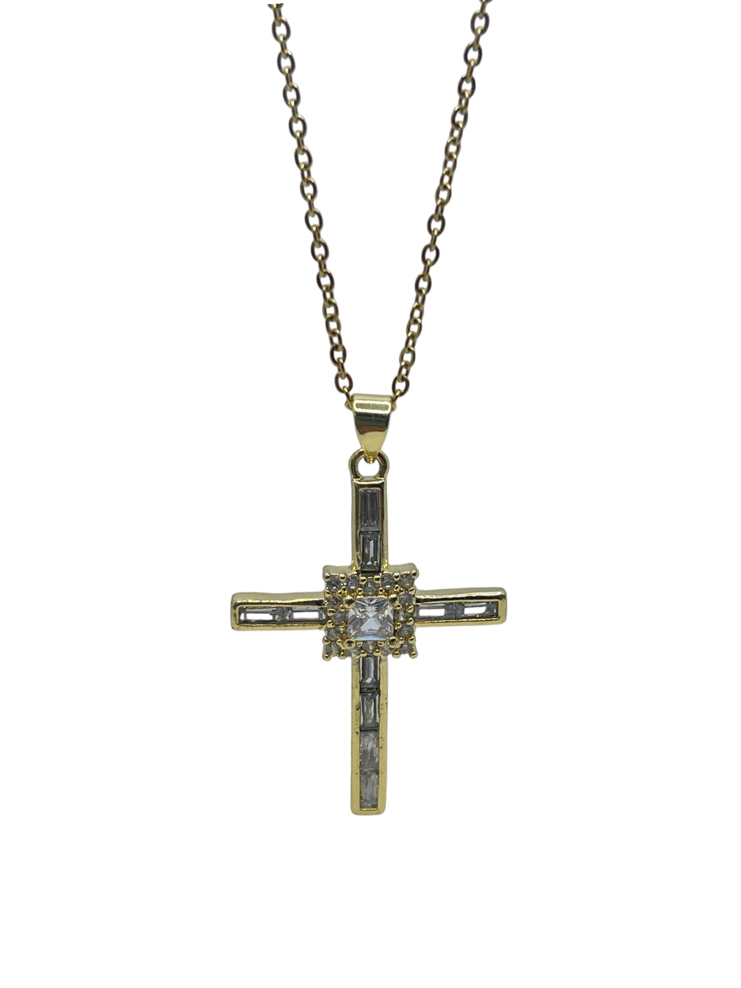 Cross square stone necklaces stainless steel