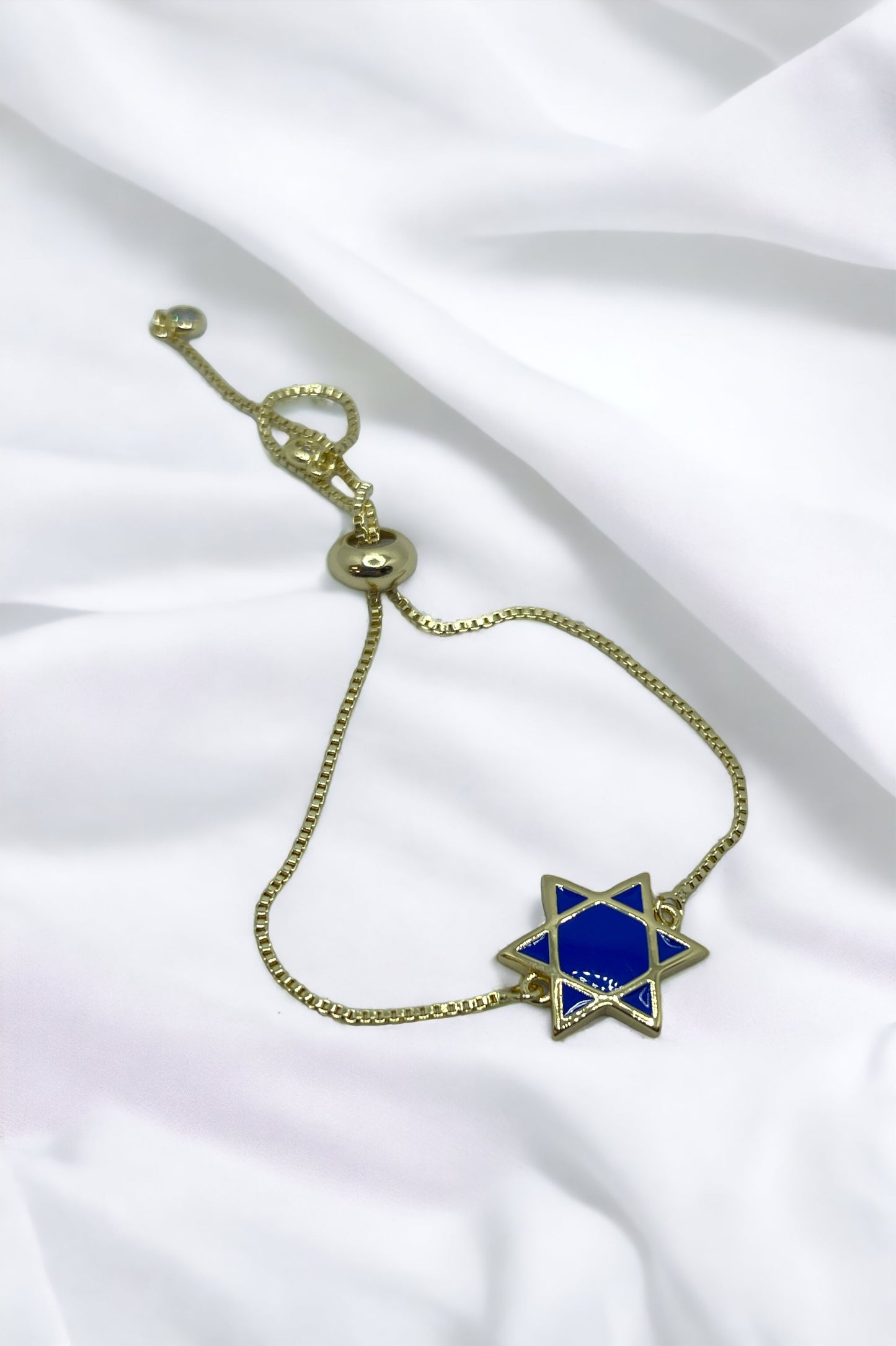 Star David blue enamel  adjustable bracelet